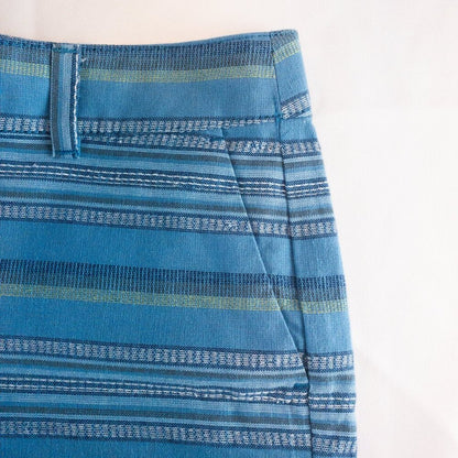 Ann Taylor LOFT Striped Blue Green White Mini Shorts Womens Size 2