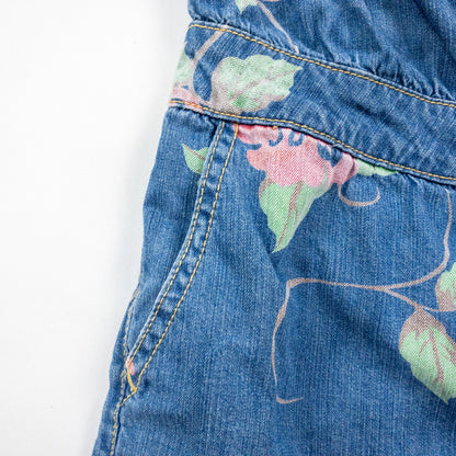 Anthropologie Pins and Needles Blue Jean Printed Floral Romper Womens Medium