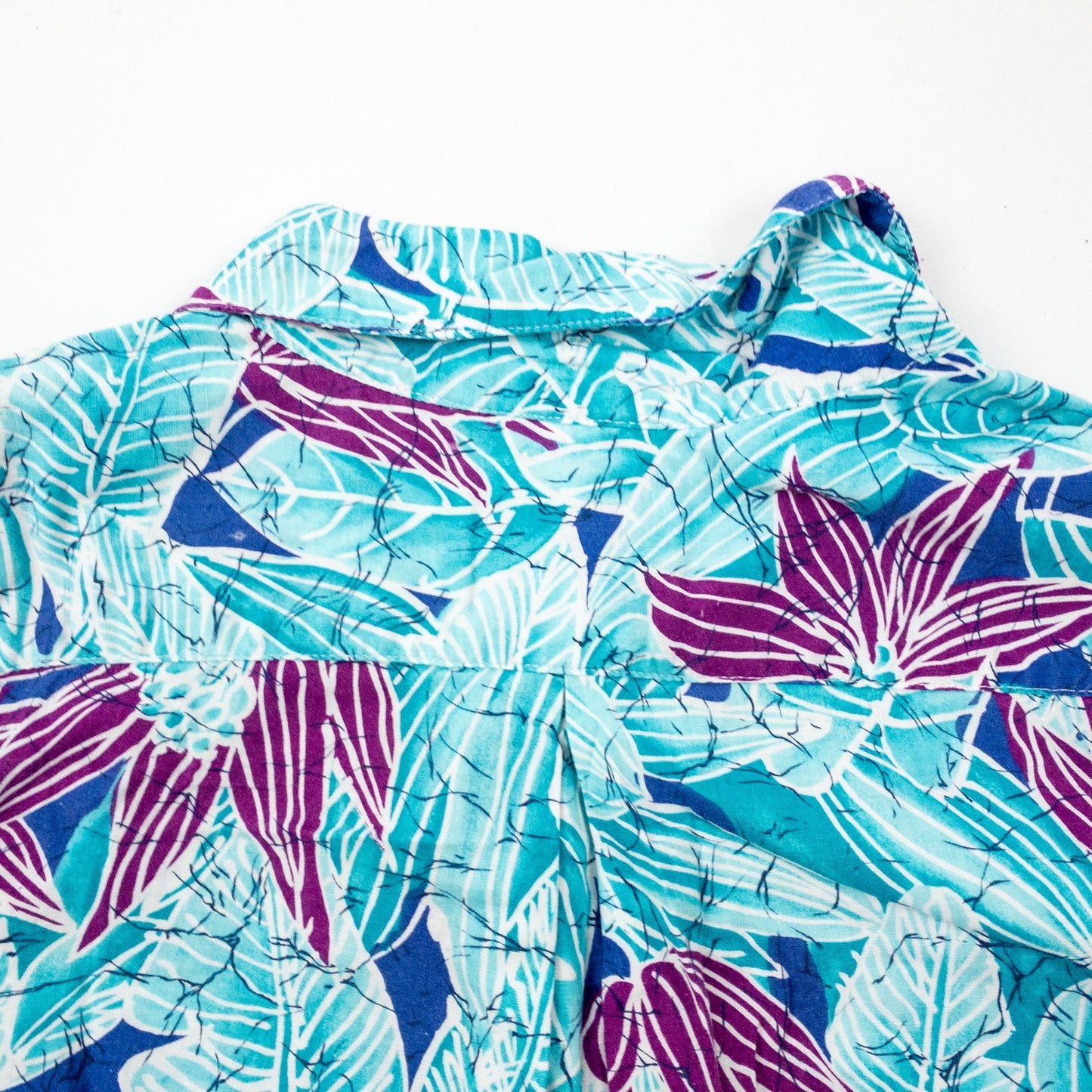 Sandra Ingrish Sport Vintage Hawaiian Blue Purple Shirt Womans Small Unisex