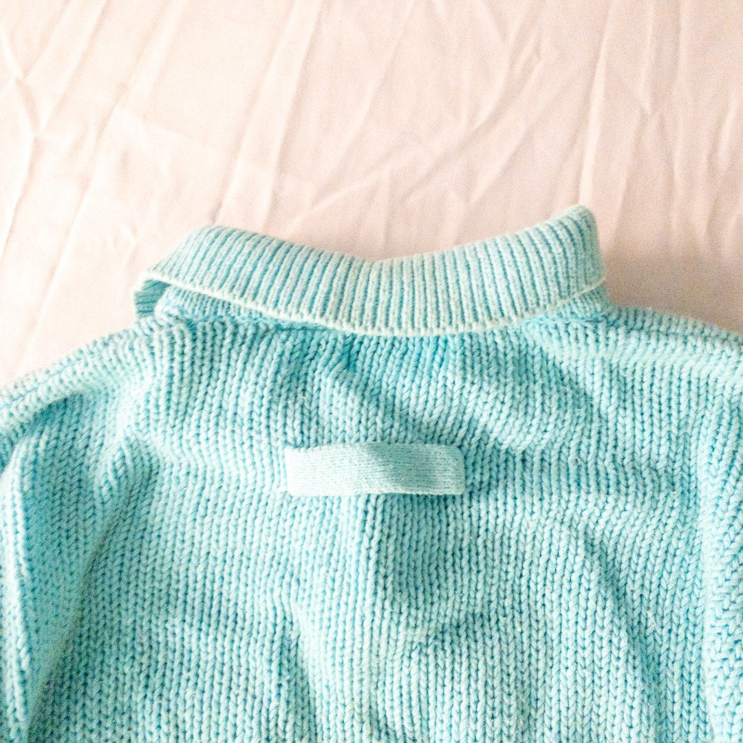 Harbor Lights Vintage Blue Ribbed Ramie Knit Sweater Womens Small
