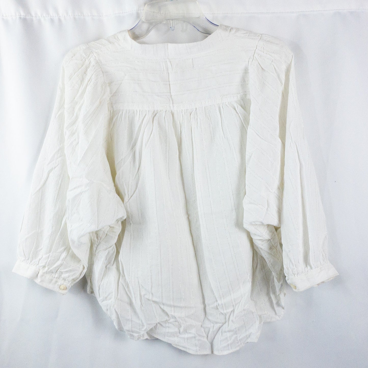 Madewell White Metallic Silver Striped Blouse Womens Small