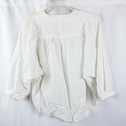 Madewell White Metallic Silver Striped Blouse Womens Small
