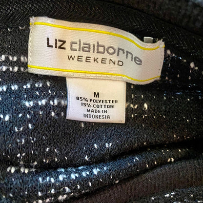 Liz Claiborne Weekend Black Speckled Knit Pullover Tunic Sweater Womens Medium