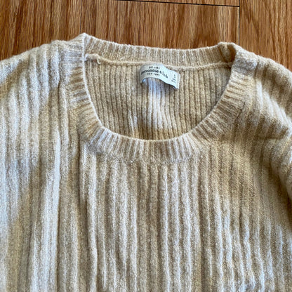 Abercrombie & Fitch Wool Tan Scoop Neck Sweater Top Womens Small