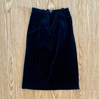Vintage 1970s Black Velvet Straight Midi Skirt Womens XXSmall