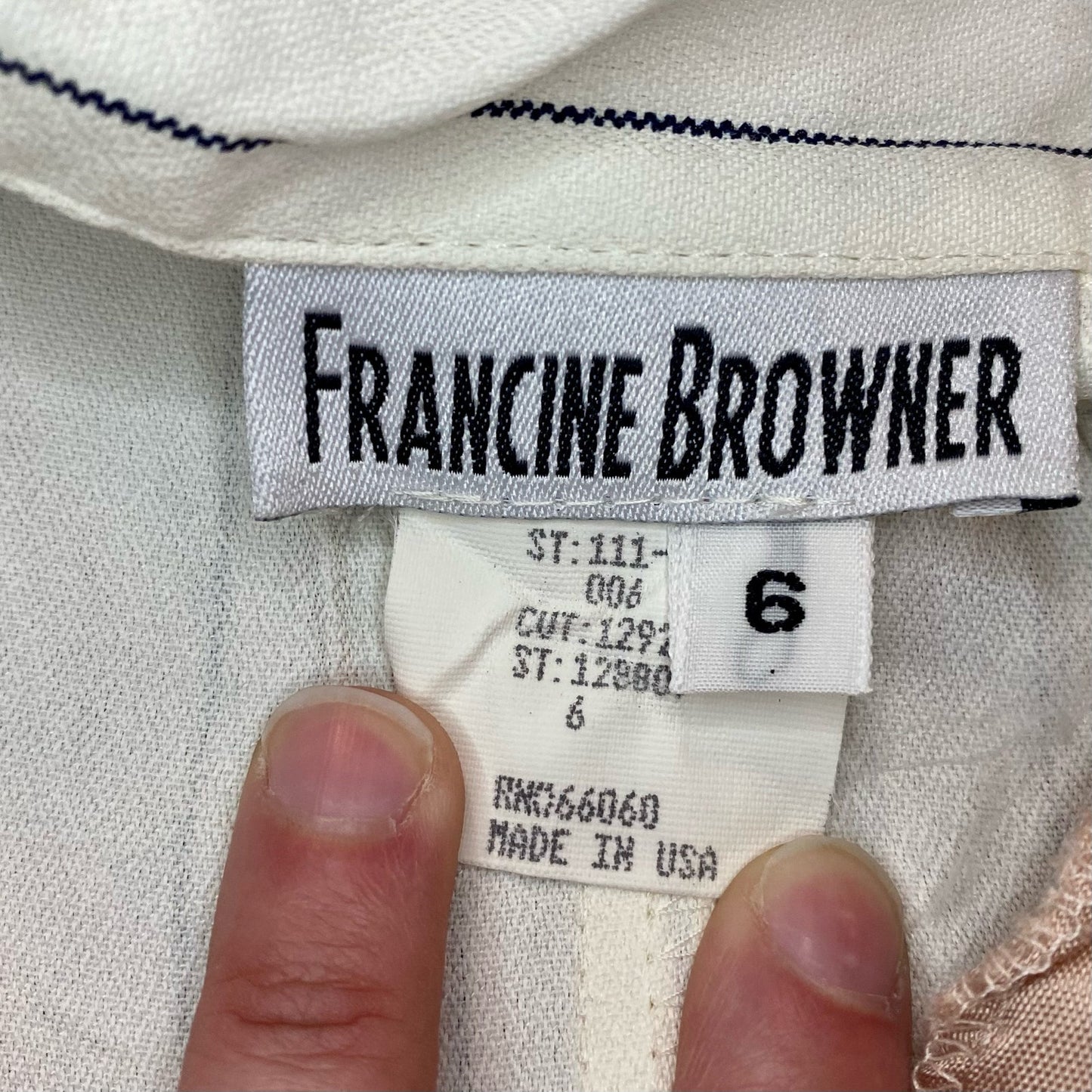 Francine Browner Vintage White Stripe Long Oversized Blazer Womens 6