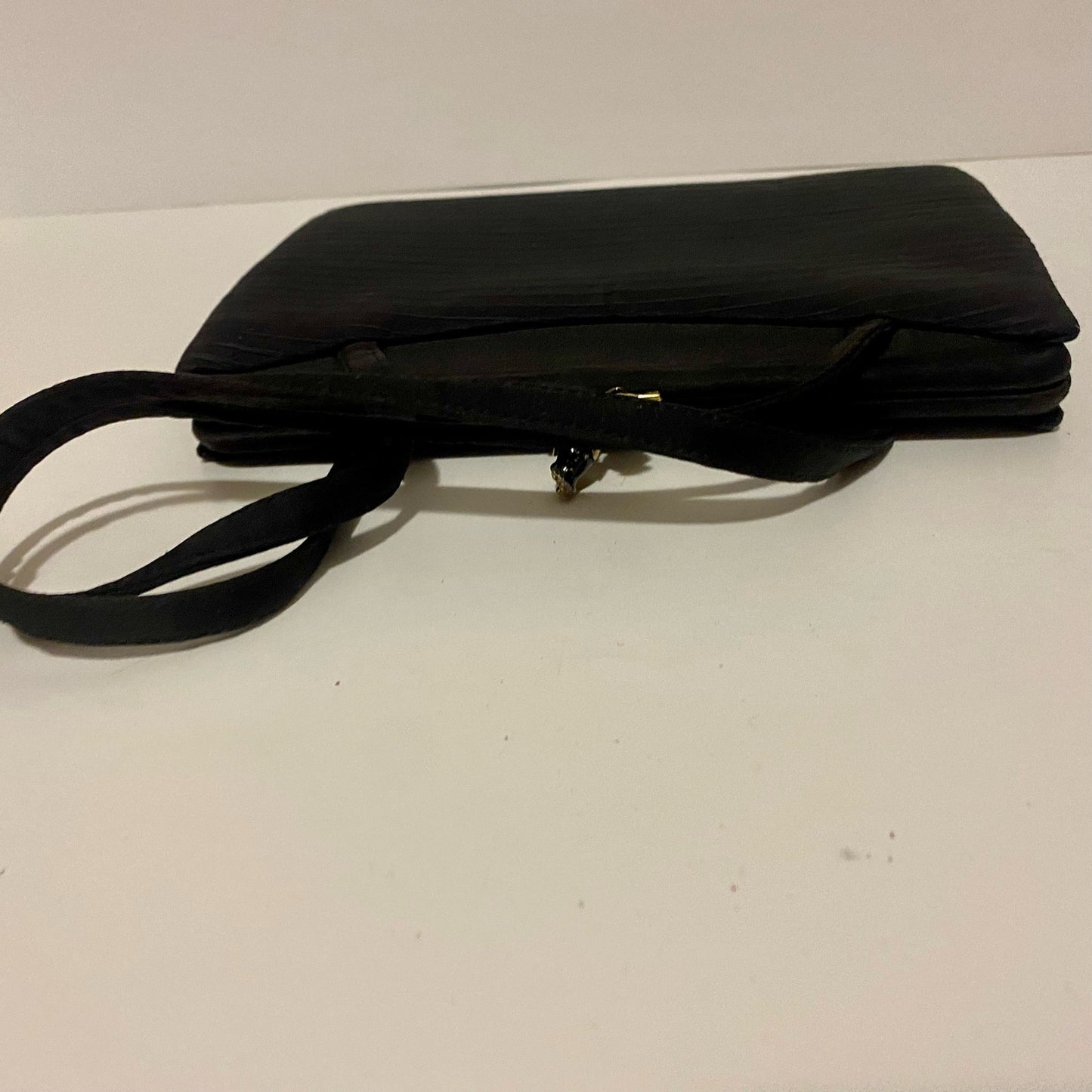 Crown Lewis Vintage Black Pleated Purse Evening Bag