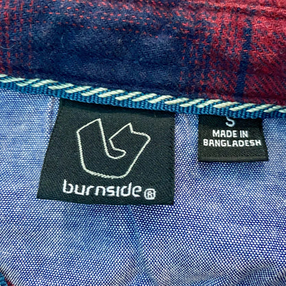 Burnside Red Blue Plaid Flannel Shirt Unisex Mens Small Womens Medium