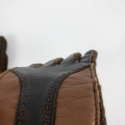 Interpur Vintage Brown Knit Fabric Vinyl Patch Gloves Womens One Size