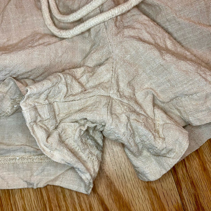 Streetwear Society Beige Linen Paperbag Waist Shorts Womens Medium