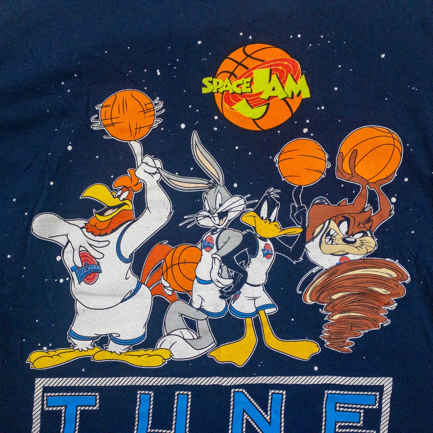Looney Tunes Vintage Space Jam Tune Squad Blue Graphic Tee Shirt Mens Small