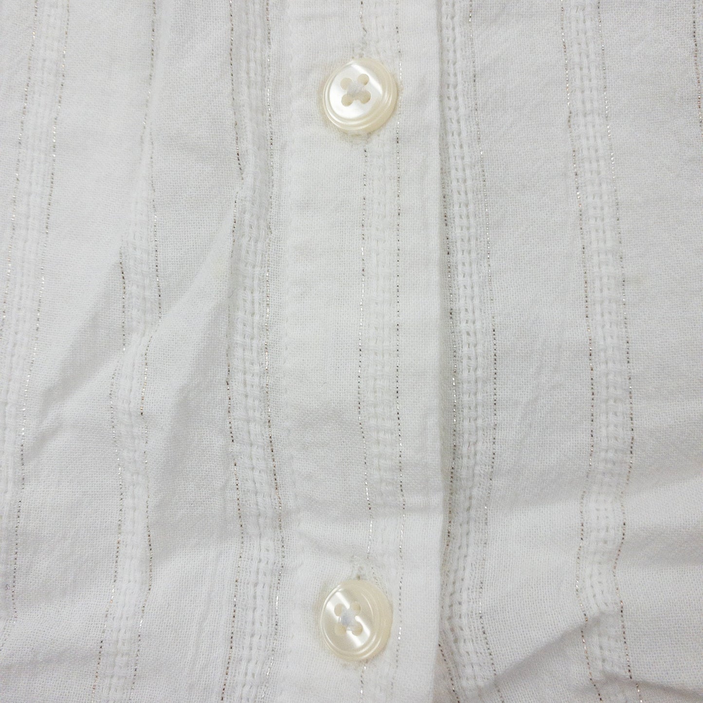 Madewell White Metallic Silver Striped Blouse Womens Small