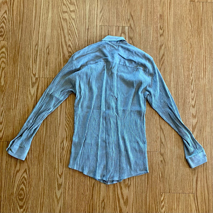 Merona Vintage Gray Crinkled Minimalist Button Slim Shirt Mens Small / Medium
