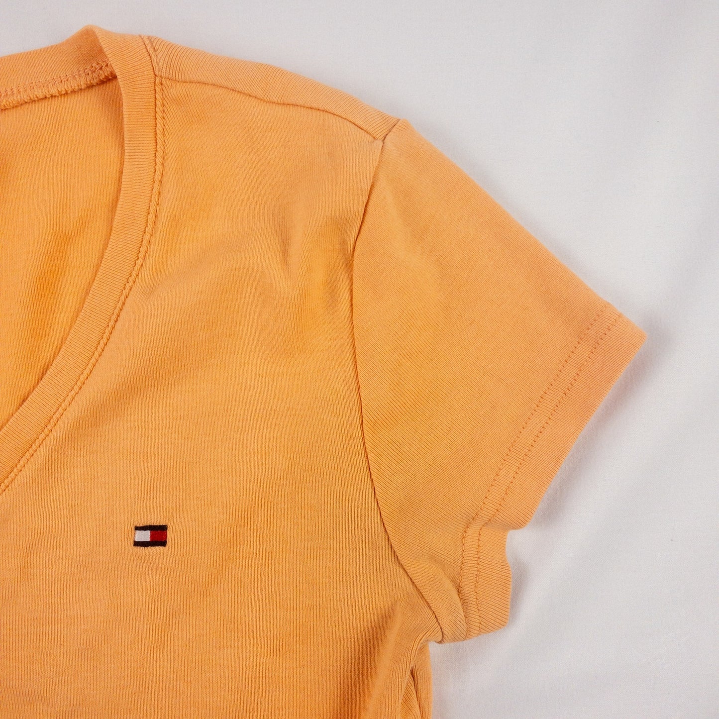 Tommy Hilfiger Orange Peach V Neck Tee Shirt Womens Medium