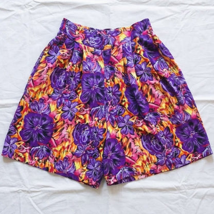Label Noir Vintage Purple Tropical Hawaiian Baggy Shorts Womens Medium