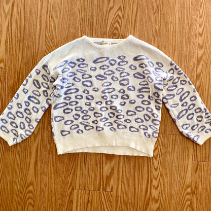 And The Why Cropped Purple Leopard Animal Spot Sweater Top Womens Small Medium
