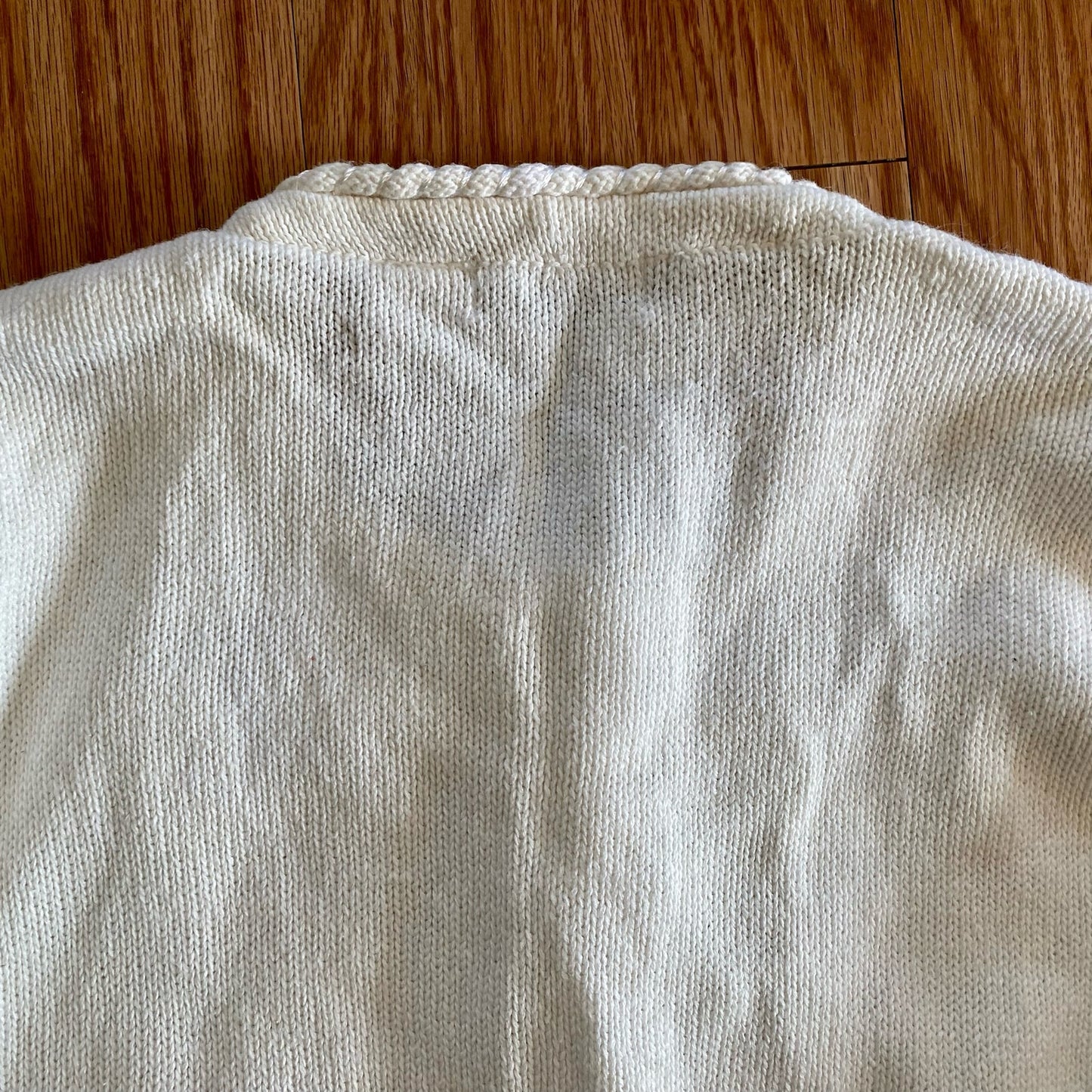 BP Design Vintage Ramie Knit Holly Berry White Sweater Cardigan Womens XLarge