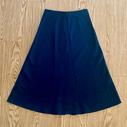 Lauren Ralph Lauren Vintage Navy Blue High Rise Wool Midi Skirt Womens 12 Petite
