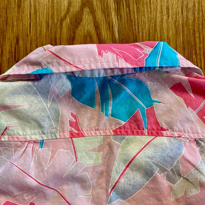 Hilo Hattie Vintage Pink Floral Cap Sleeve Hawaiian Shirt Womens Medium