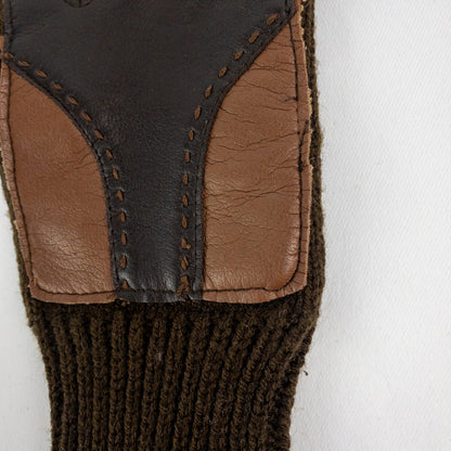Interpur Vintage Brown Knit Fabric Vinyl Patch Gloves Womens One Size