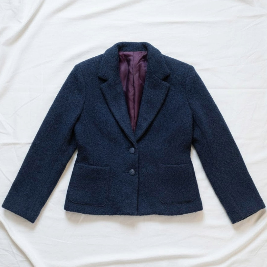 Carole Little Saint-Tropez West Vintage Blue Wool Blazer Womens XSmall