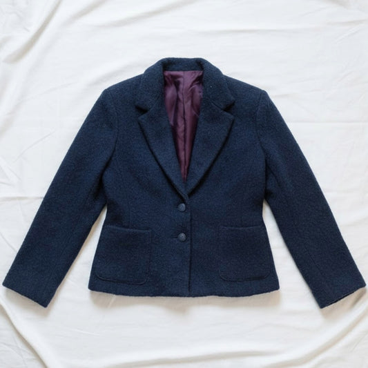 Carole Little Saint-Tropez West Vintage Blue Wool Blazer Womens XSmall