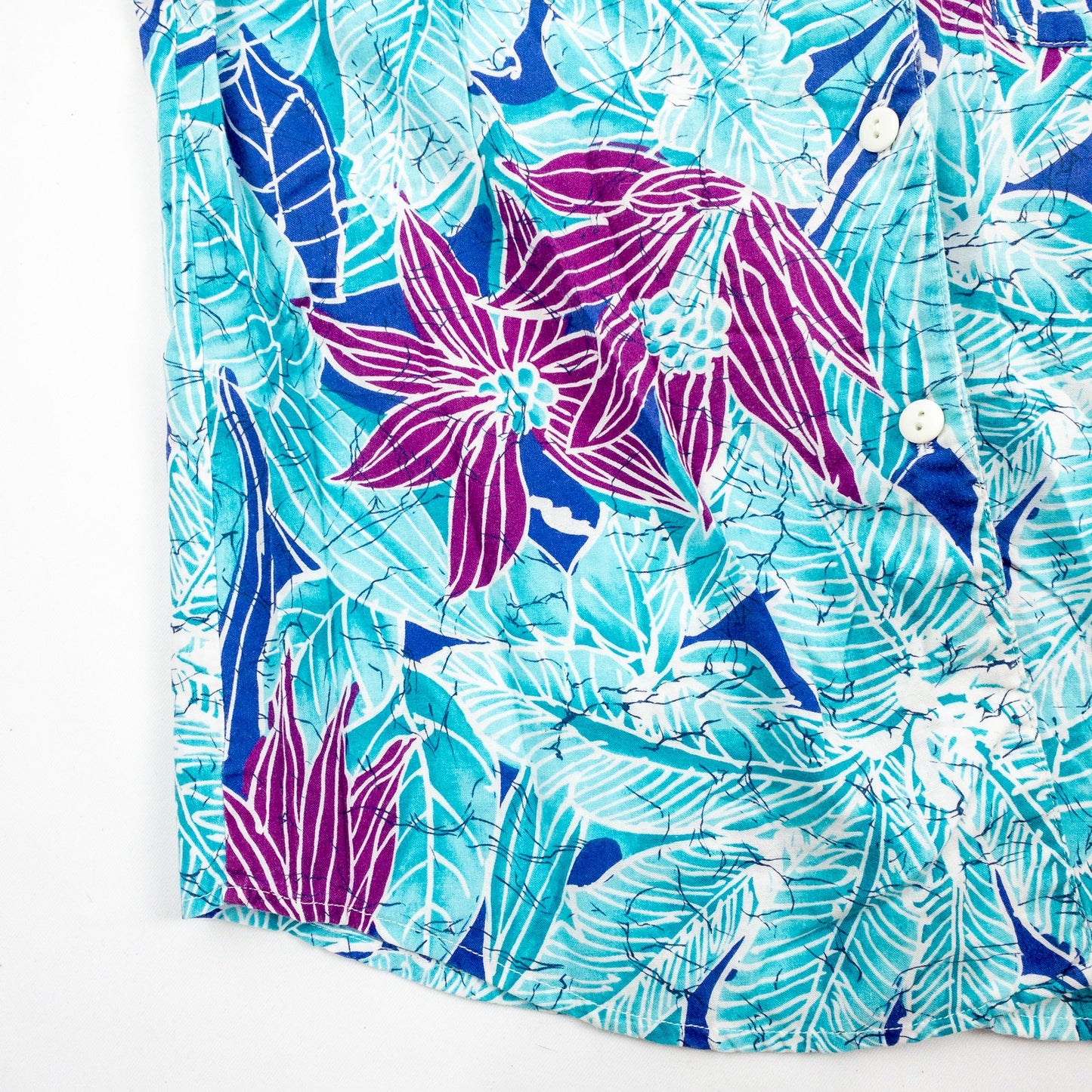 Sandra Ingrish Sport Vintage Hawaiian Blue Purple Shirt Womans Small Unisex