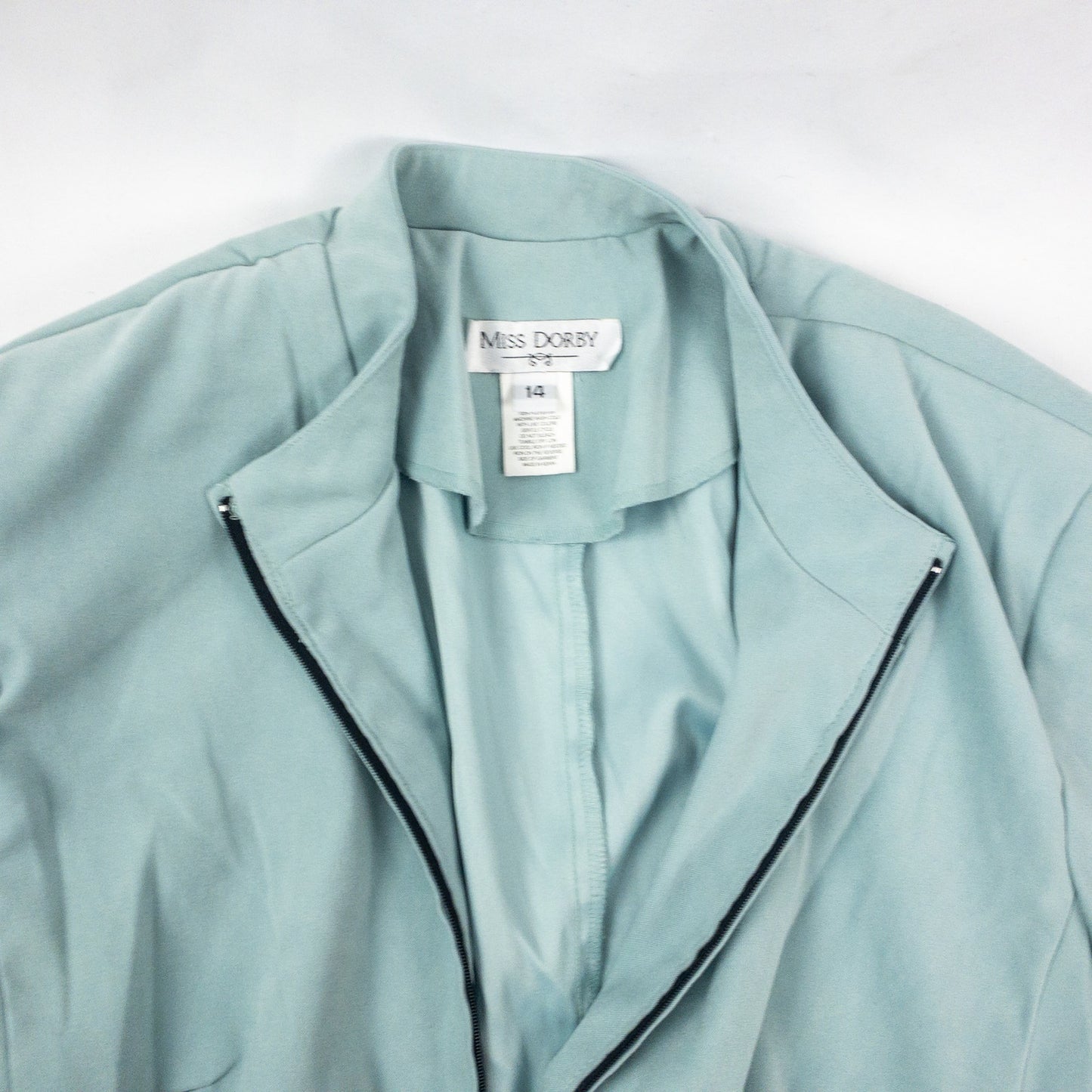 Miss Dorby Pastel Blue Faux Suede Jacket & Tank Set Womens 8 Medium