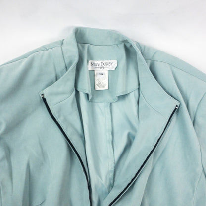 Miss Dorby Pastel Blue Faux Suede Jacket & Tank Set Womens 8 Medium