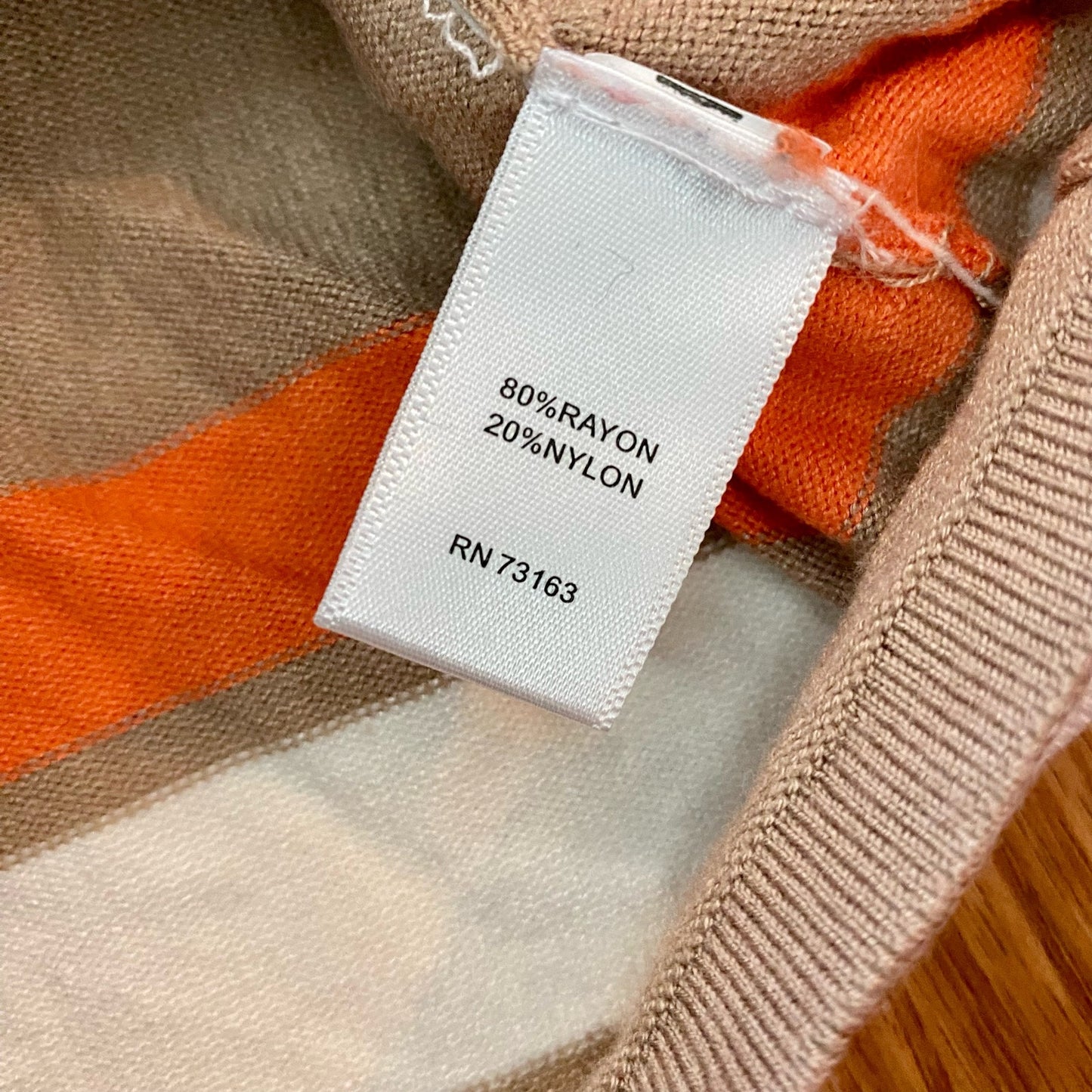 Cupio Tan White Striped Sweater Top Womens Medium