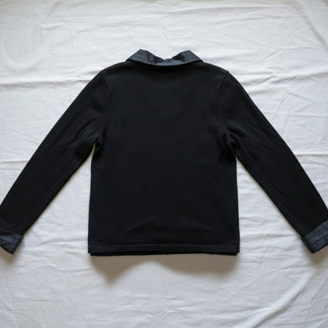 Charter Club Silk Angora Black Collared Blouse Womens Large