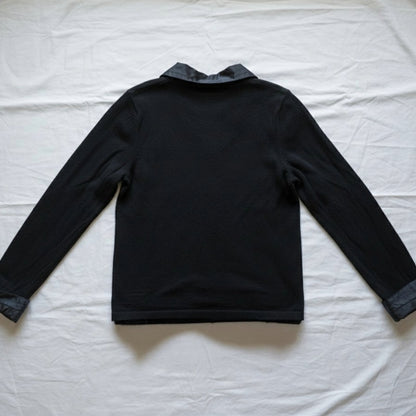 Charter Club Silk Angora Black Collared Blouse Womens Large