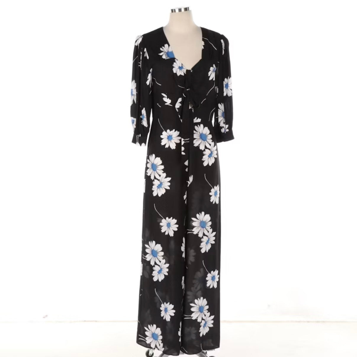 Michael Kors Black Floral Jumpsuit Womens 6 Small