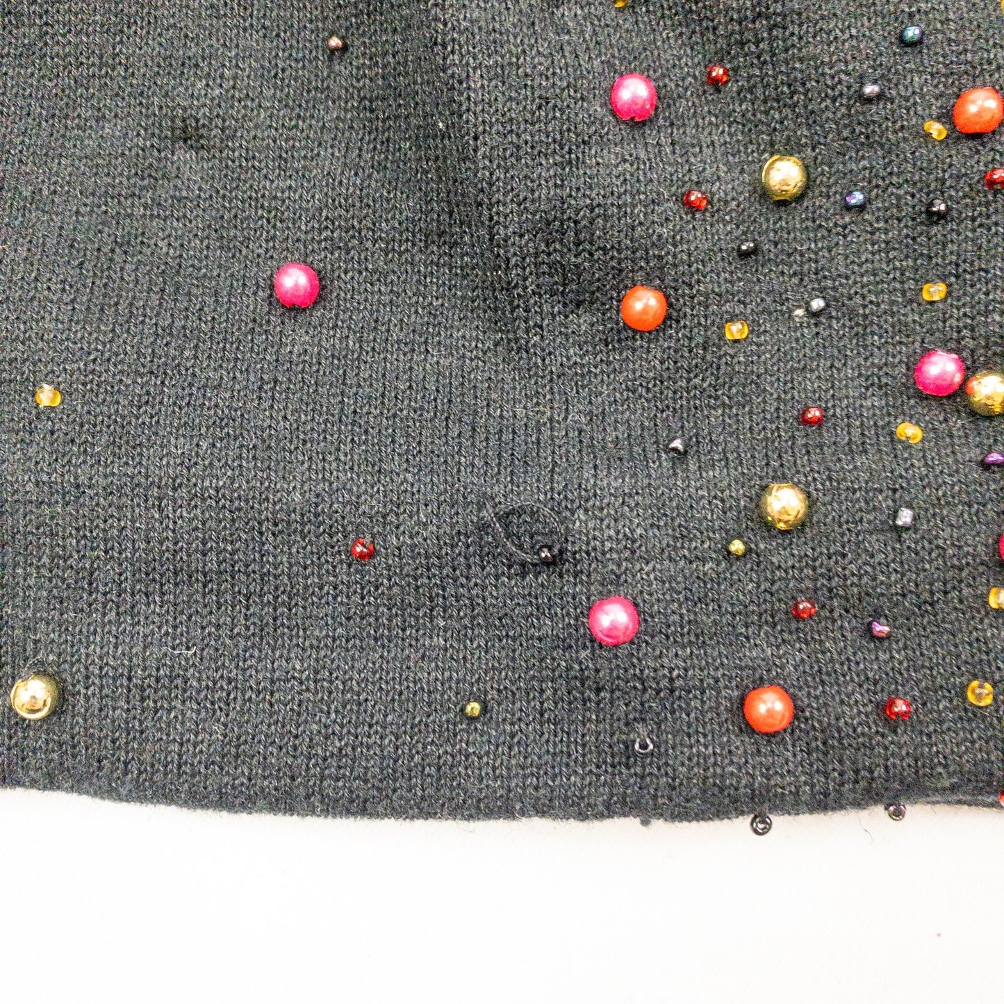 Victoria Jones Black Beaded Open Cardigan Sweater Womens Medium