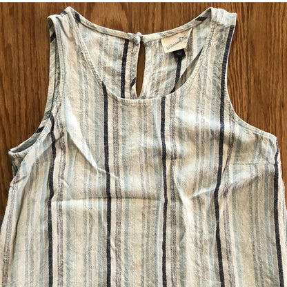 Universal Thread Striped Blue White Linen Crop Tank Top Womens Small
