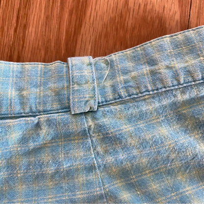 David Brooks Petites Vintage Blue Checkered High Rise Shorts Womens 0-2 XSmall