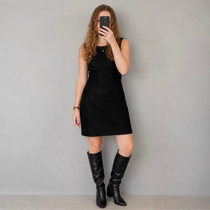 Joseph Ribkoff Vintage Black Pleated Dress Womens 10 Small Medium