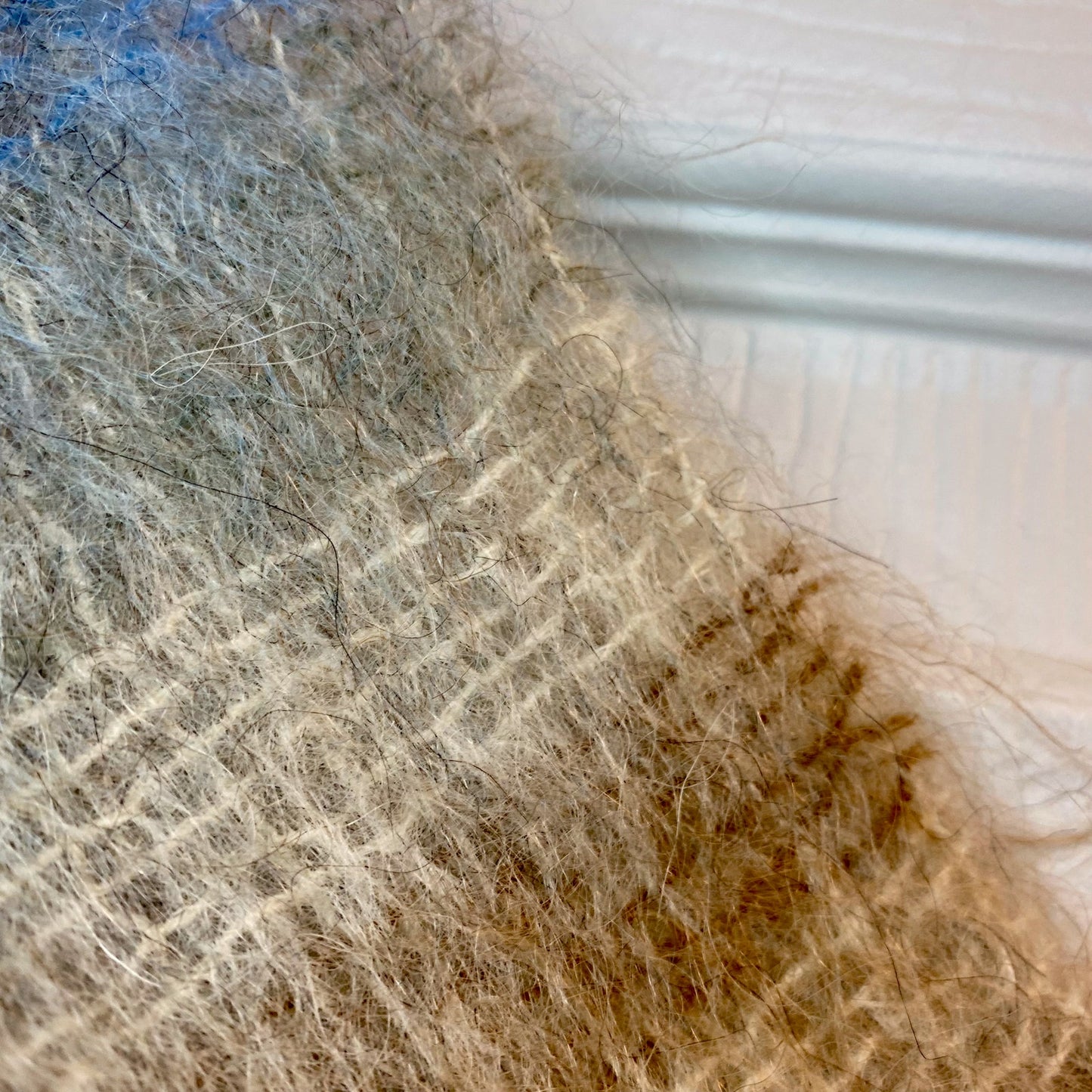 Samuel Tweed & Co Vintage Royal Scot Mohair Blue Knit Wool Scarf Unisex One Size