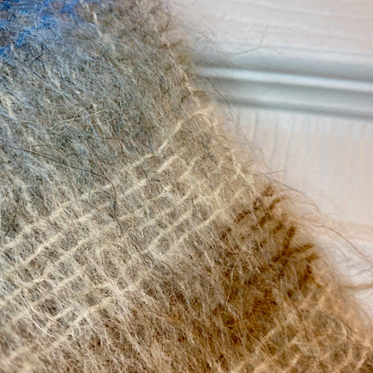 Samuel Tweed & Co Vintage Royal Scot Mohair Blue Knit Wool Scarf Unisex One Size