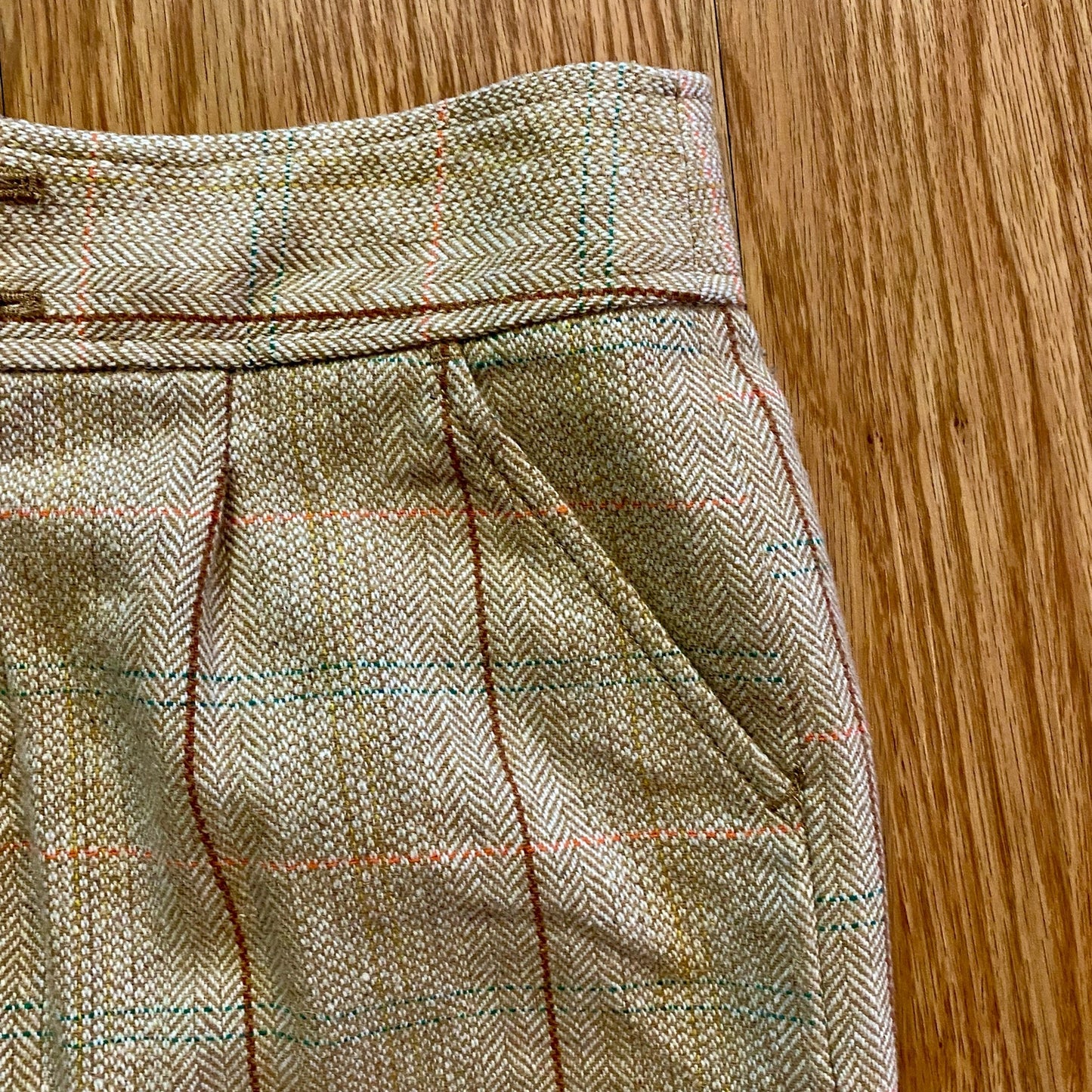 Fossil Tan Plaid Wool Blend Tweed Mini Skirt Womens 4