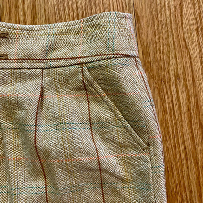 Fossil Tan Plaid Wool Blend Tweed Mini Skirt Womens 4