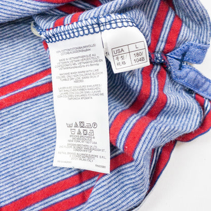Brooks Brothers Retro Blue Red Striped Polo Shirt Mens Large