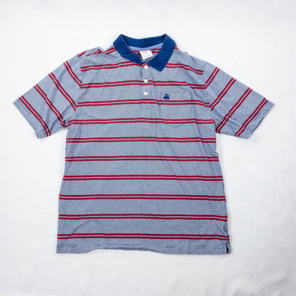 Brooks Brothers Retro Blue Red Striped Polo Shirt Mens Large