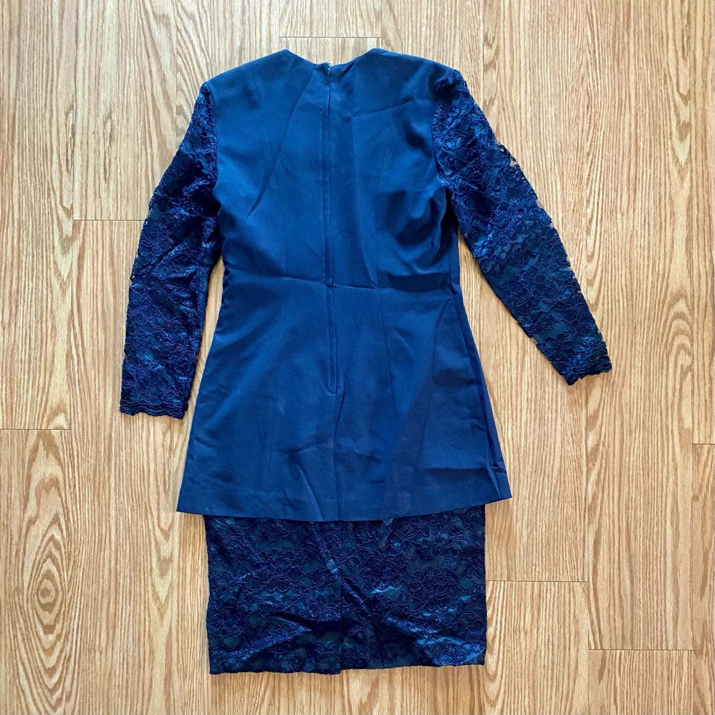 Talbots Sara Campbell Vintage Blue Lace Formal Evening Sheath Dress Womens 10
