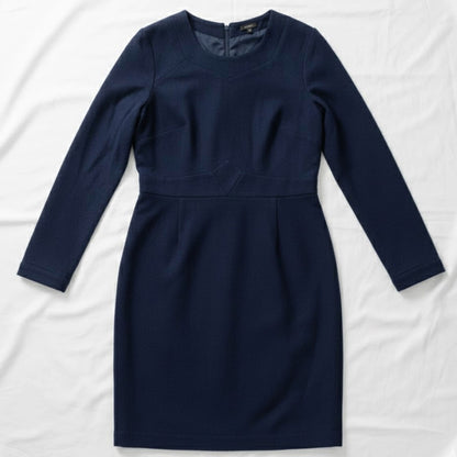 Tocca Navy Blue Wool Long Sleeve Sheath Dress Womens 10