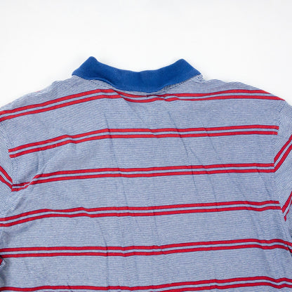 Brooks Brothers Retro Blue Red Striped Polo Shirt Mens Large