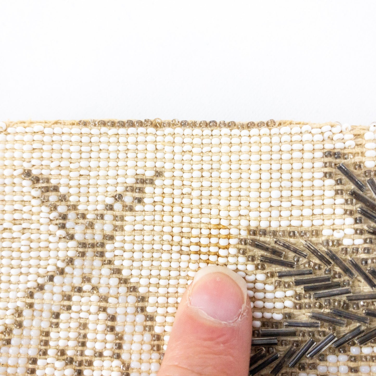 Vintage Handmade White Czechoslovakian Art Deco Beaded Clutch Women One Size