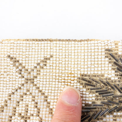 Vintage Handmade White Czechoslovakian Art Deco Beaded Clutch Women One Size