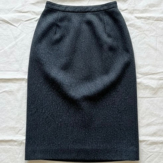 Ralph Lauren Vintage Gray Wool Midi Pencil Skirt Womens 8