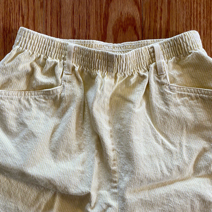 Chic Vintage 90s Yellow White Striped Long Baggy Shorts Womens 12